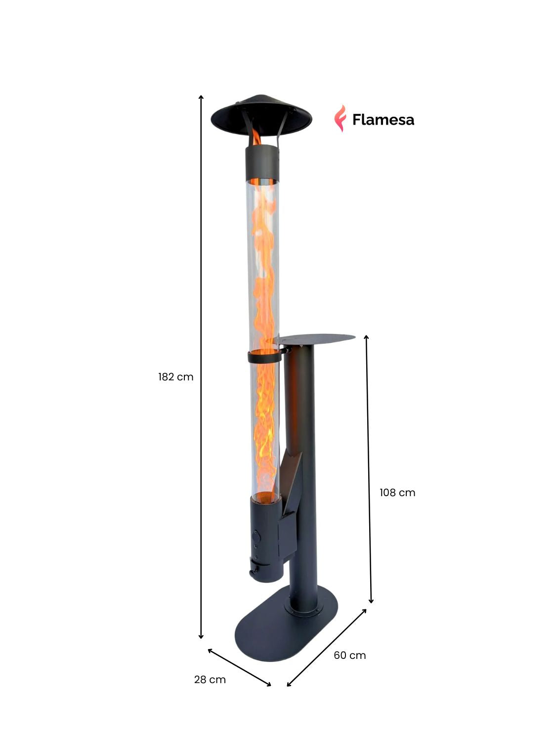 Flamesa Lumina – Design Pelletkachel terrasverwarmer voor Buiten met Tafel Flamesa.nl