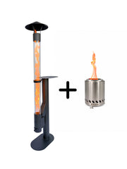 Flamesa® Lumina - Tuinhaard -  Design Pellet terrasverwarmer voor Buiten met Tafel - Grote Pelletkachel met Tafel