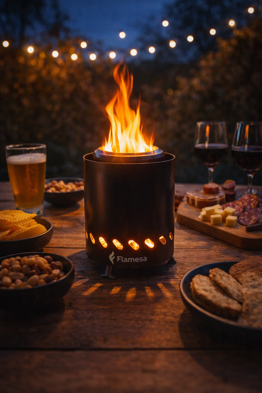 Flamesa Vulcan – Zwart Tafelmodel Pellet Vuurkorf voor Buiten Flamesa.nl